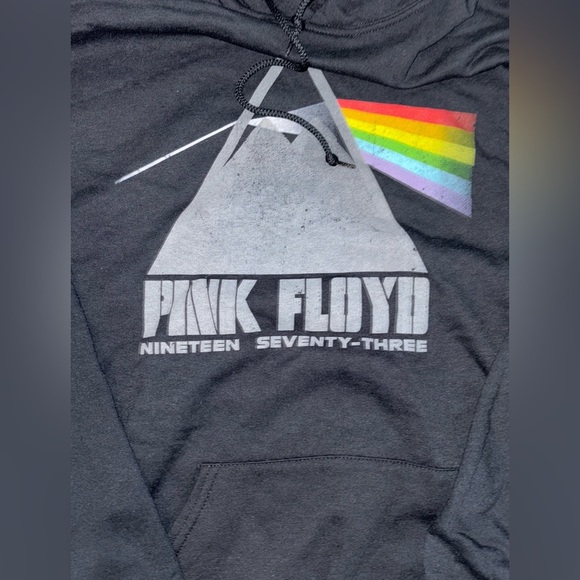 Men Pink Floyd Black Hoodie with Rainbow Graphic - Picture 3 of 4